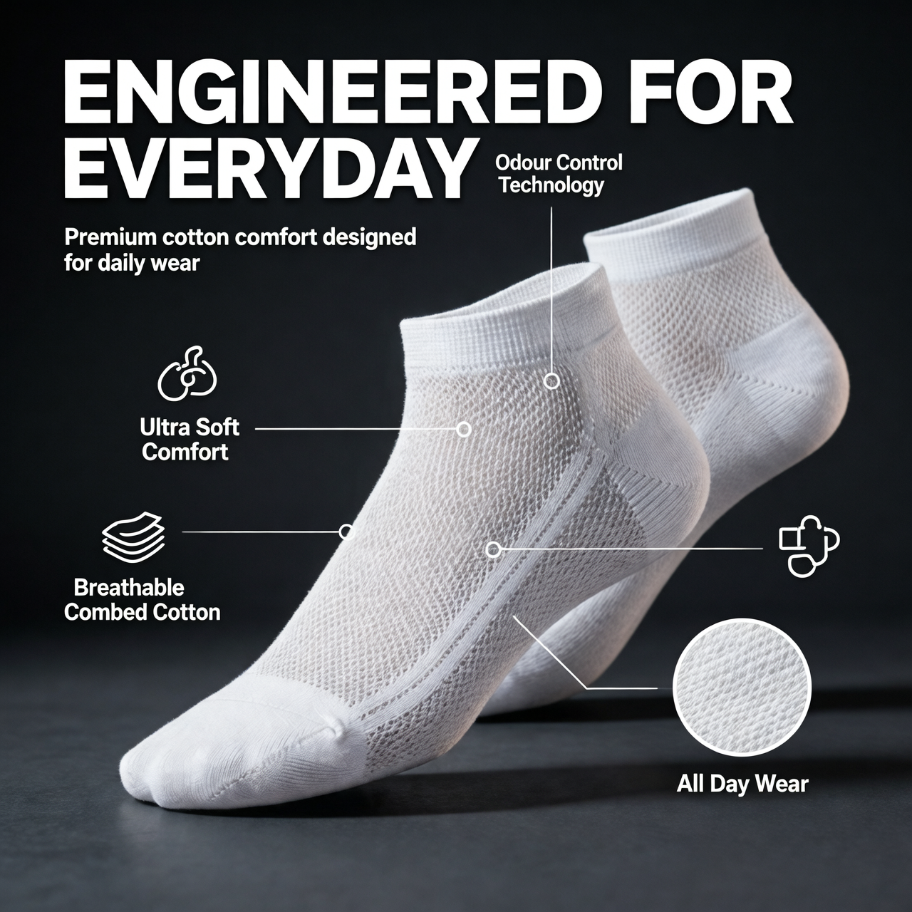 Men & Women Ankle Socks Pack of 6 | Breathable Cotton Low Cut Socks | Everyday Comfort Drippp Socks