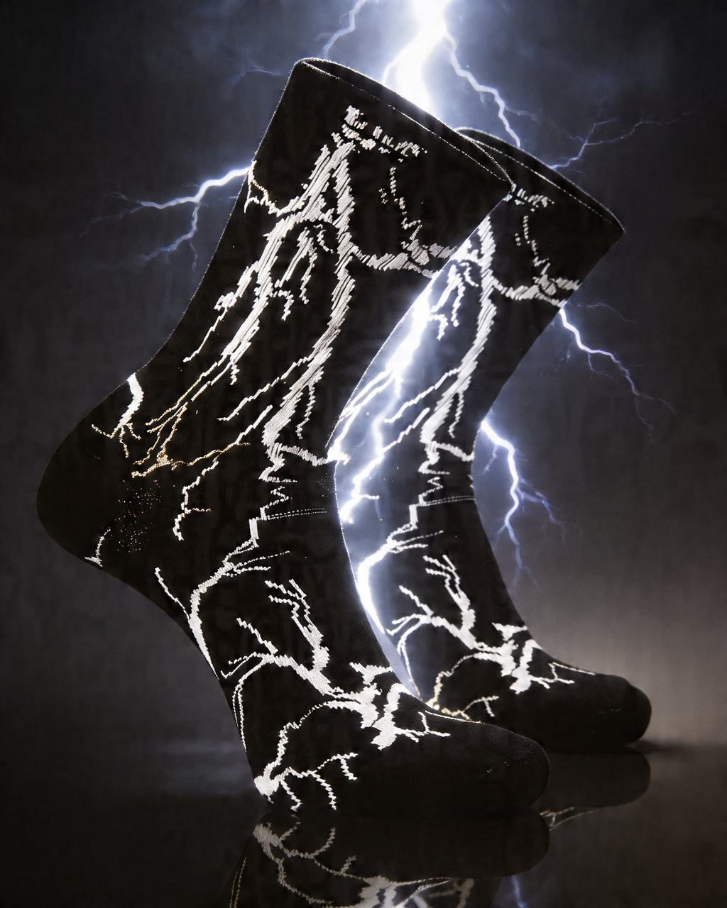 DRIPPP Thunder Crew Socks (Single Pair) | Lightning Design Aesthetic Socks | Premium Cotton Streetwear Socks