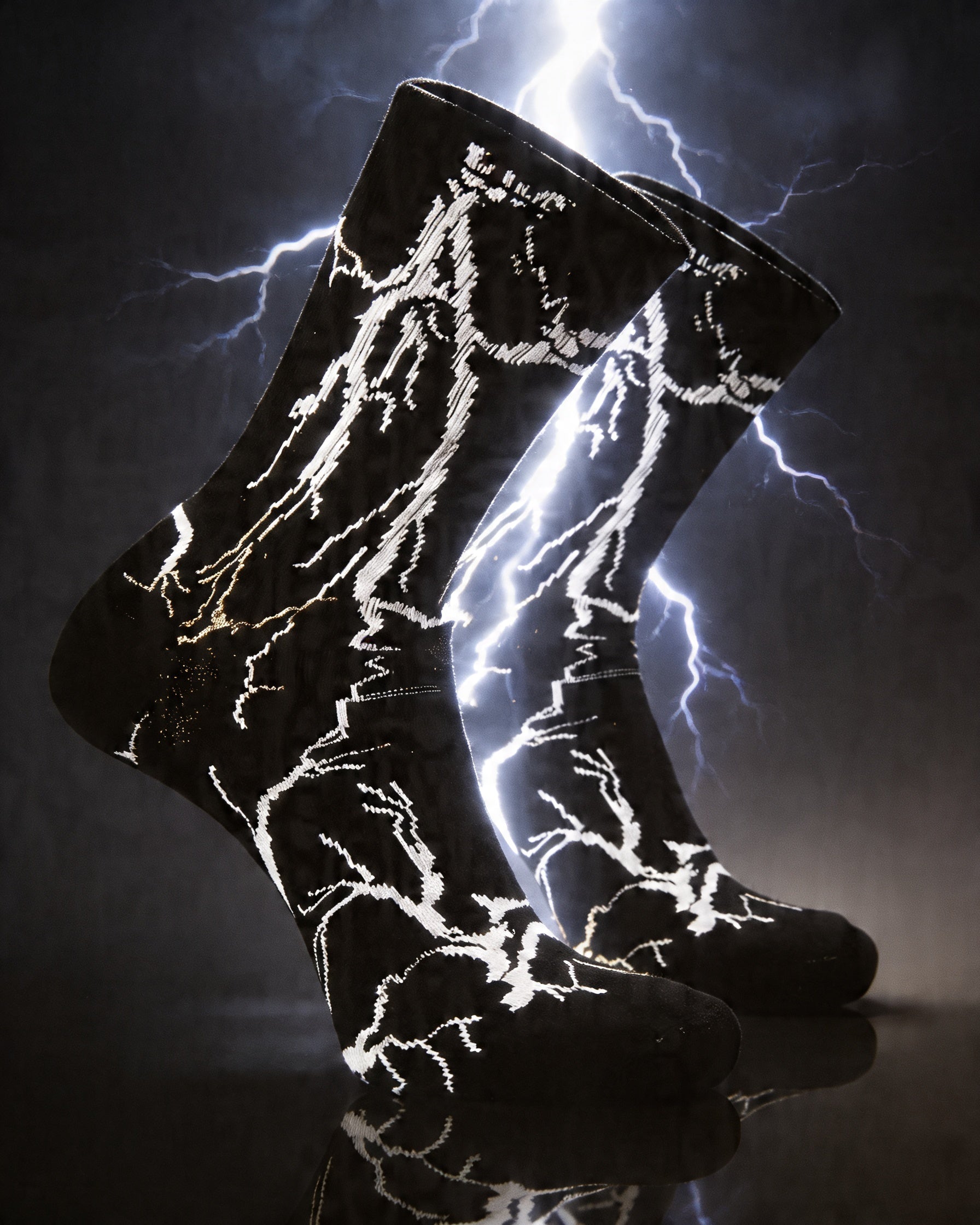 DRIPPP Thunder Crew Socks (Single Pair) | Lightning Design Aesthetic Socks | Premium Cotton Streetwear Socks