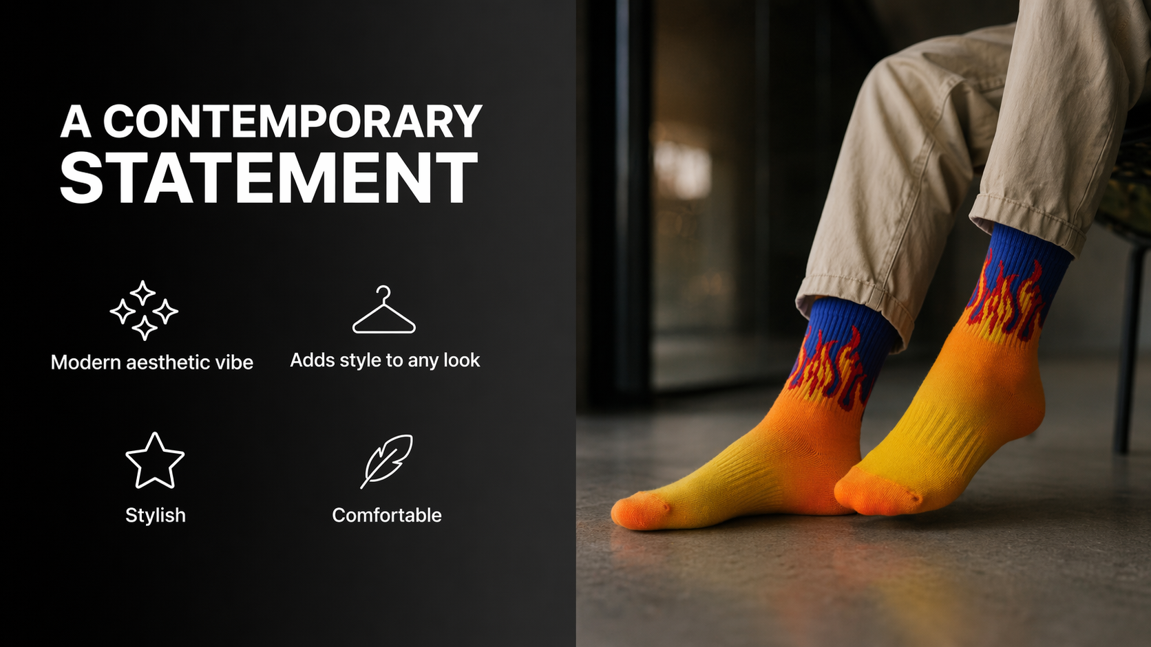 7 Pack Fire Flame Crew Socks | Aesthetic Streetwear Socks Combo | Soft Cotton Daily Wear