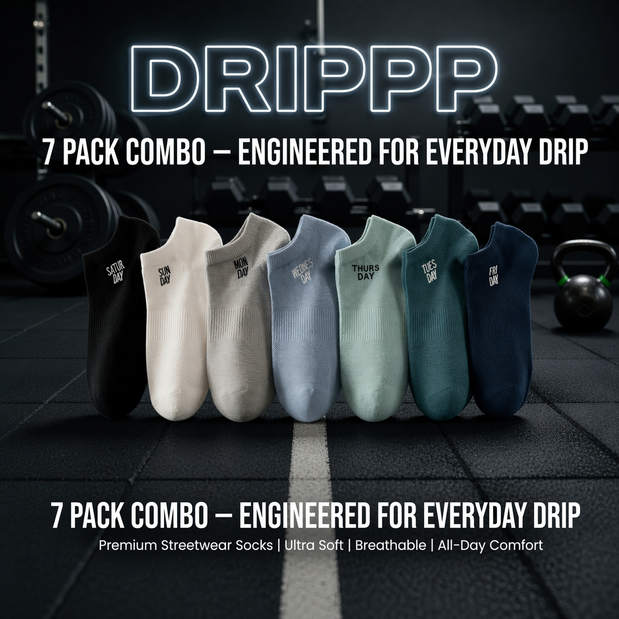 Men & Women Ankle Socks Pack of 7 | Breathable Cotton Low Cut Socks | Everyday Comfort Drippp Socks