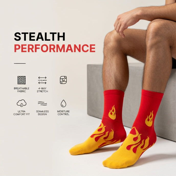Flame Crew Socks for Men & Women 🔥 | Premium Cotton Streetwear | Drippp