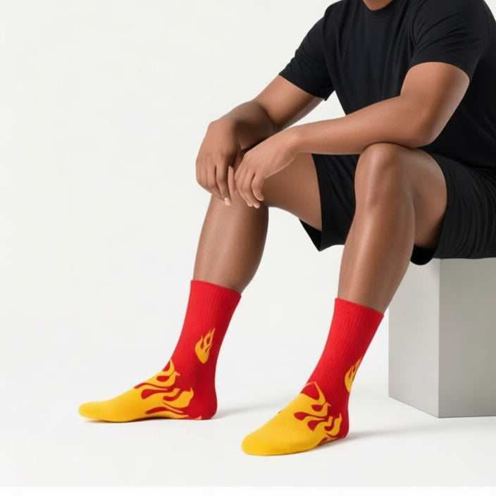 Flame Crew Socks for Men & Women 🔥 | Premium Cotton Streetwear | Drippp