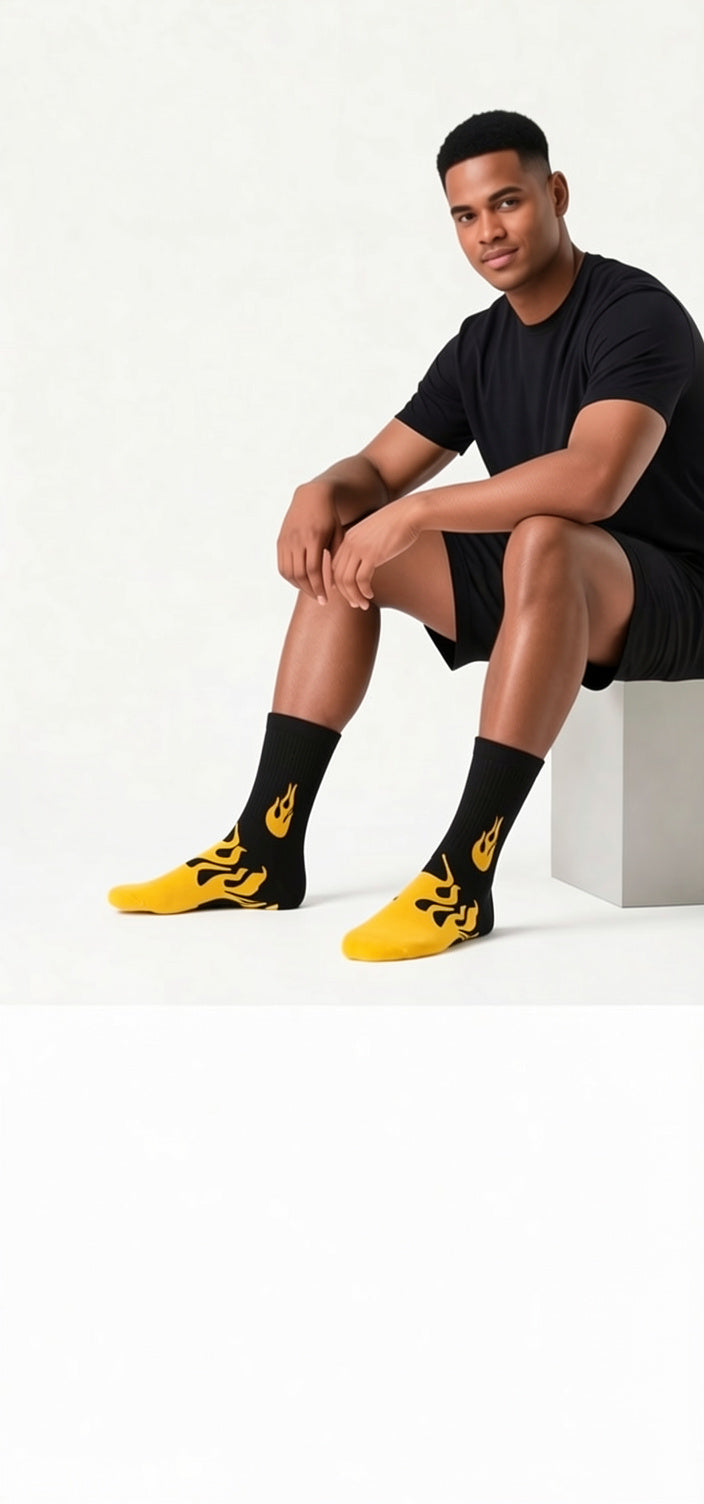 Flame Crew Socks for Men & Women 🔥 | Premium Cotton Streetwear | Drippp
