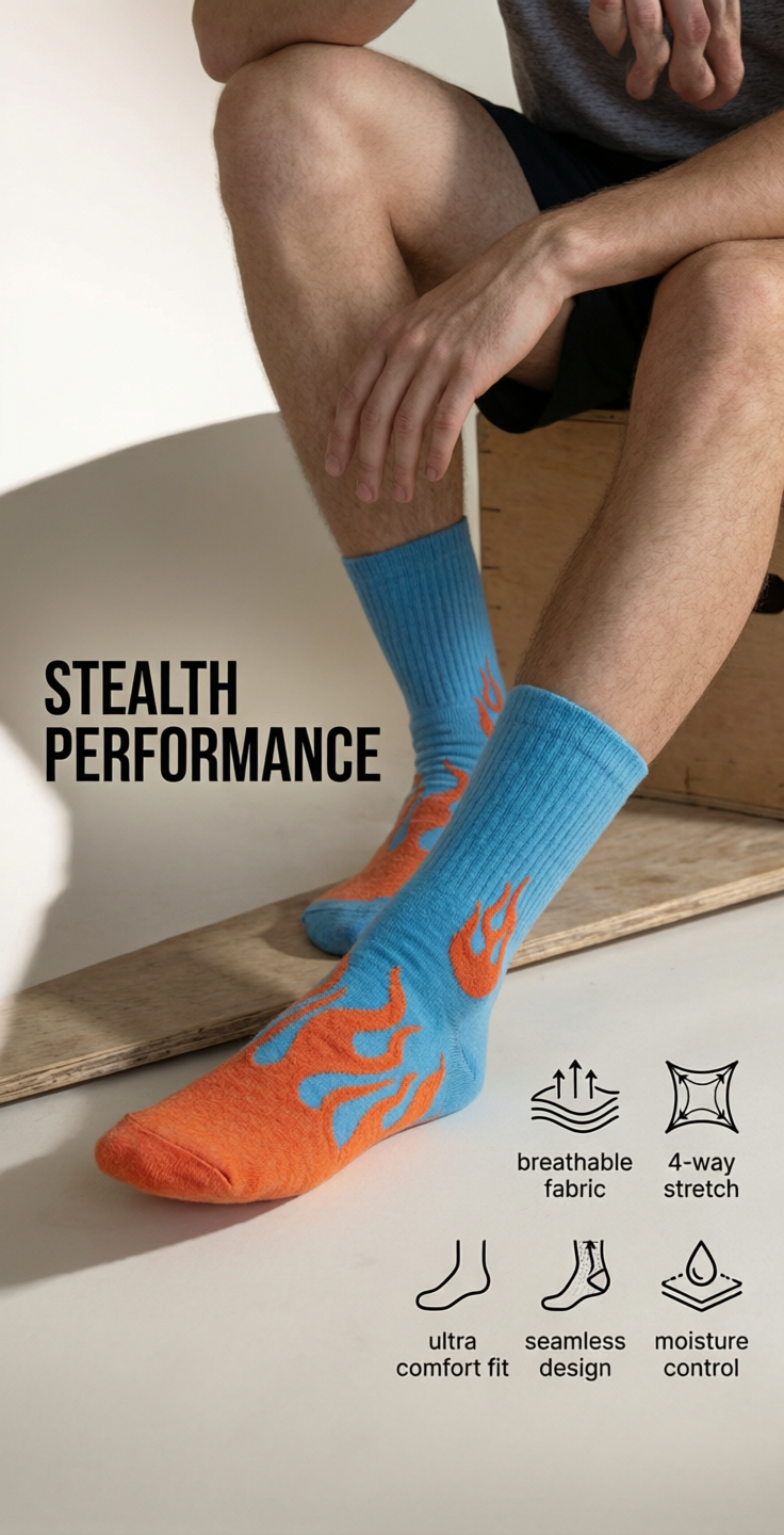 Flame Crew Socks for Men & Women 🔥 | Premium Cotton Streetwear | Drippp