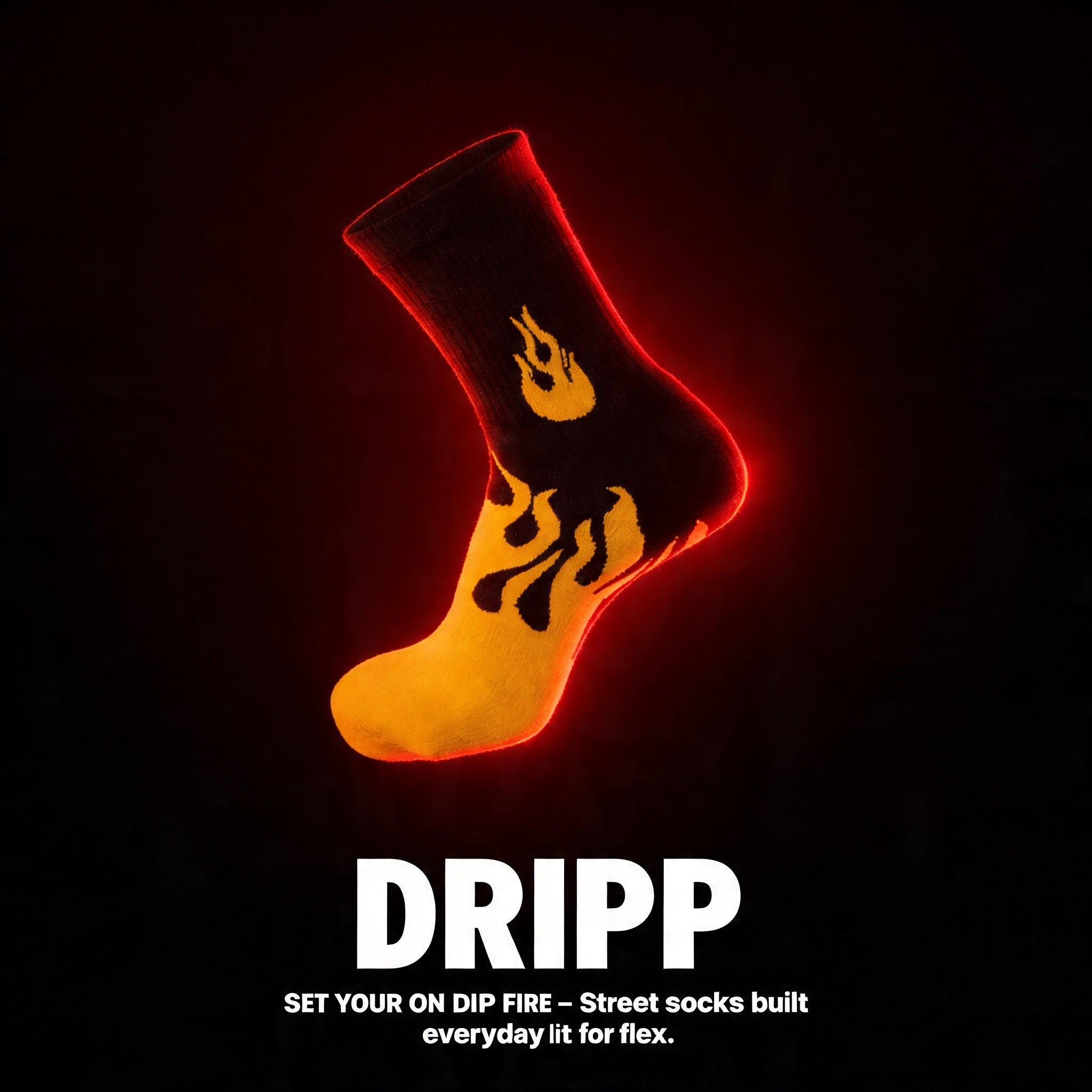 Flame Crew Socks for Men & Women 🔥 | Premium Cotton Streetwear | Drippp