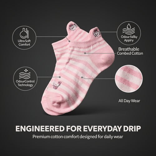 Aesthetic Cotton Ankle Socks (Pack of 5) | Soft Breathable Everyday Socks | Multicolor Comfort Fit