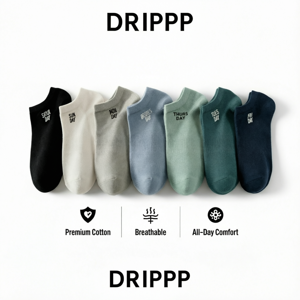 Men & Women Ankle Socks Pack of 7 | Breathable Cotton Low Cut Socks | Everyday Comfort Drippp Socks