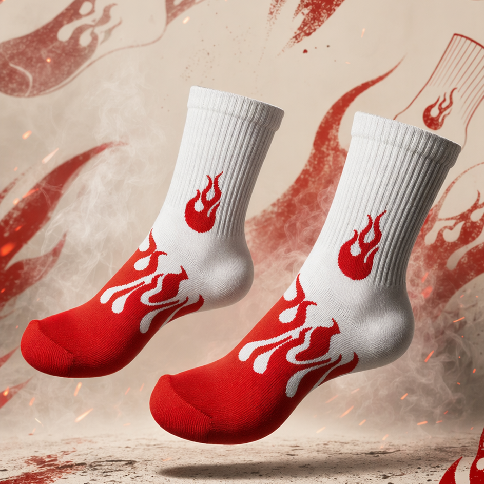 Flame Crew Socks for Men & Women 🔥 | Premium Cotton Streetwear | Drippp