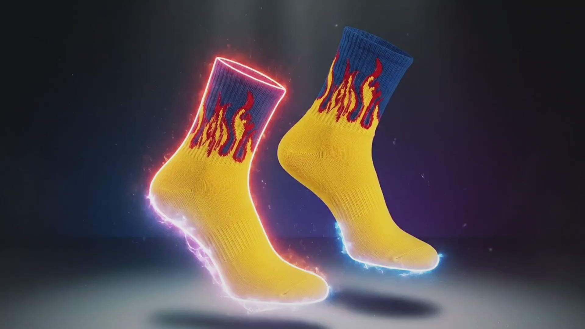 Blue Flame Crew Socks (Single Pair) | Yellow Fire Streetwear Socks | Premium Cotton Aesthetic Socks