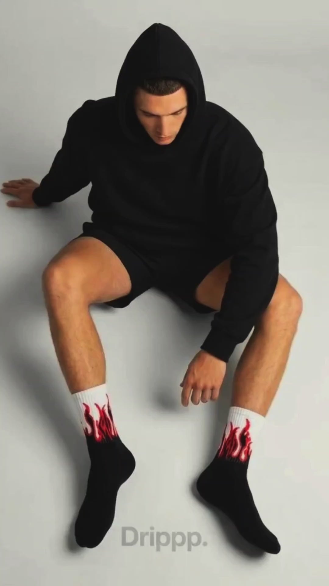 Red Flame Crew Socks (Single Pair) | Fire Aesthetic Streetwear Socks | Premium Cotton DRIP Style