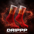 Red Flame Crew Socks (Single Pair) | Fire Design Streetwear Socks | Soft Cotton Free Size