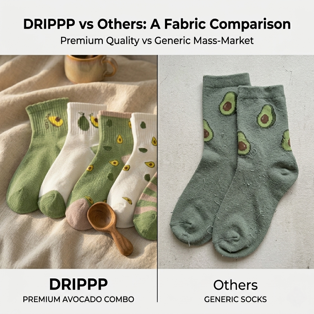 Avocado Aesthetic Socks Pack of 5 | Cute Cotton Crew Socks | Soft & Breathable Everyday Socks