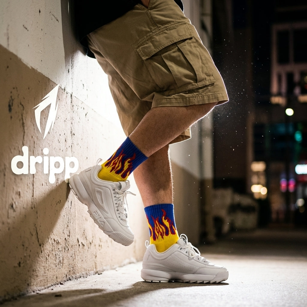 7 Pack Fire Flame Crew Socks | Aesthetic Streetwear Socks Combo | Soft Cotton Daily Wear