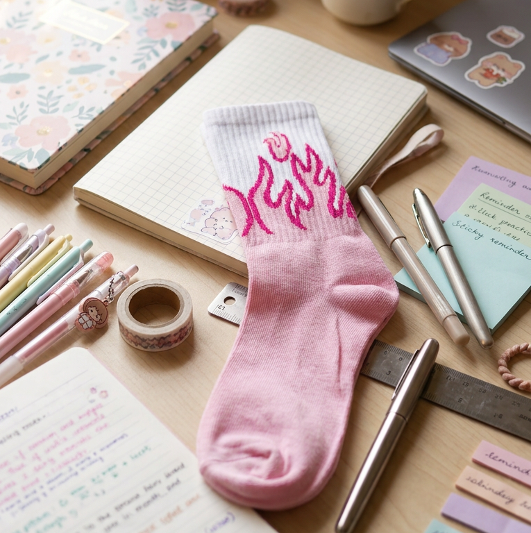 DRIPPP Pink Flame Crew Socks – Premium Cotton Streetwear Socks