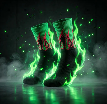 Venom Green Flame Socks