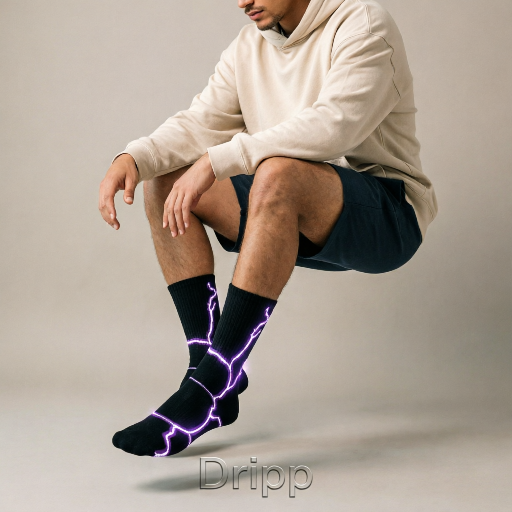DRIPPP Night Surge Socks ⚡ | Dark Electric Streetwear