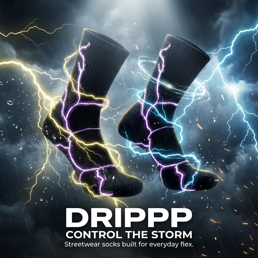 DRIPPP Night Surge Socks ⚡ | Dark Electric Streetwear