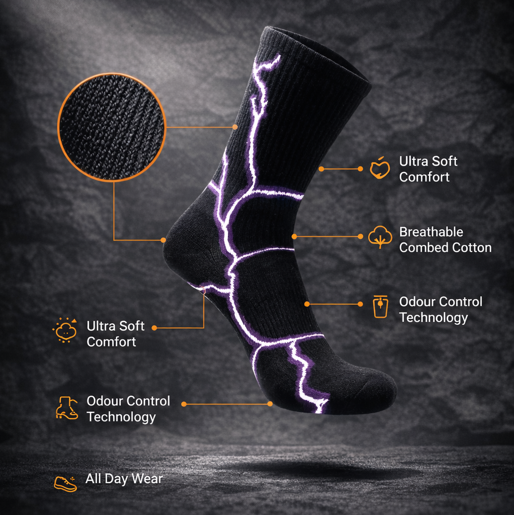 DRIPPP Night Surge Socks ⚡ | Dark Electric Streetwear
