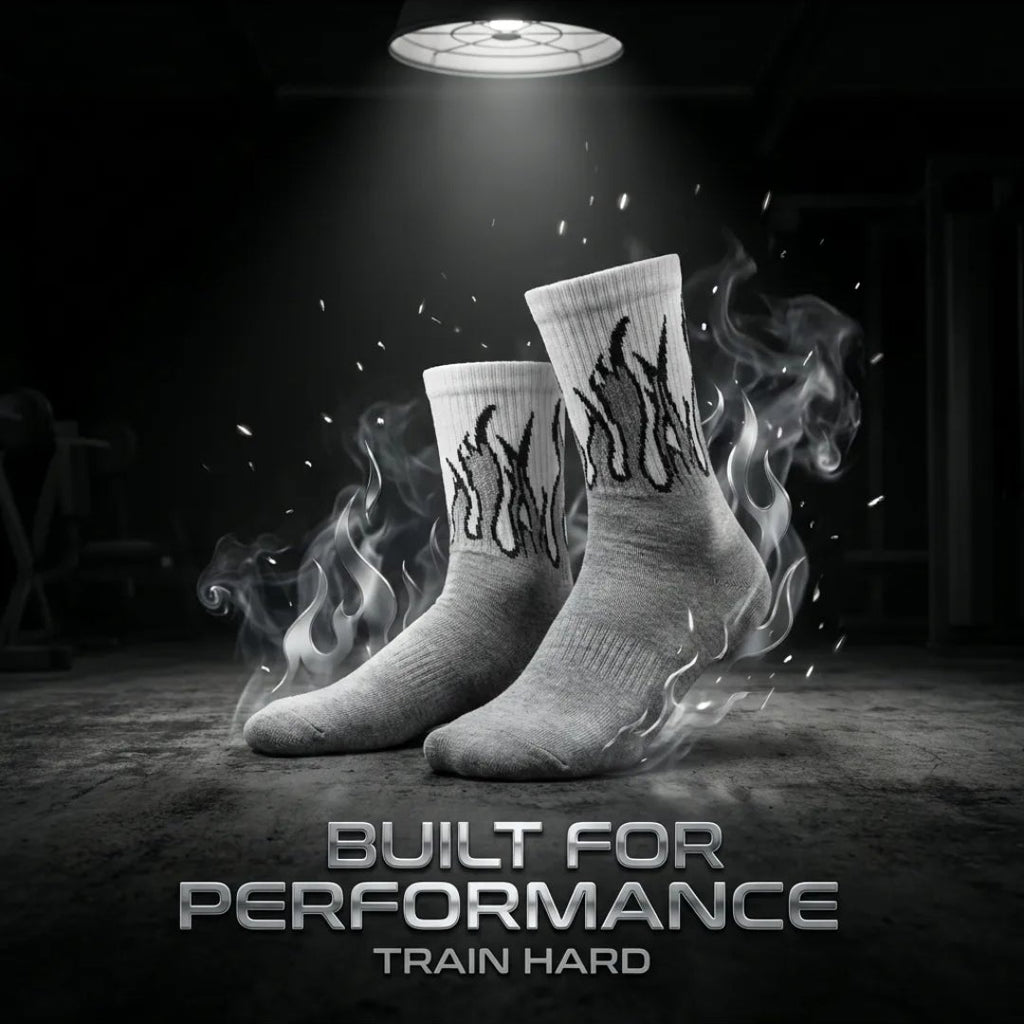 Drippp Grey Ignite Flame Socks Premium Athletic Socks – Comfortable Gym & Everyday Wear