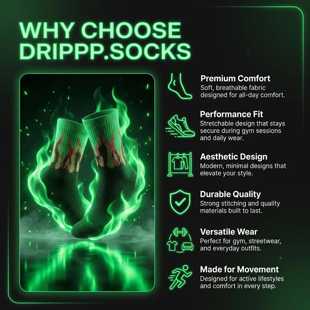 Venom Green Flame Socks