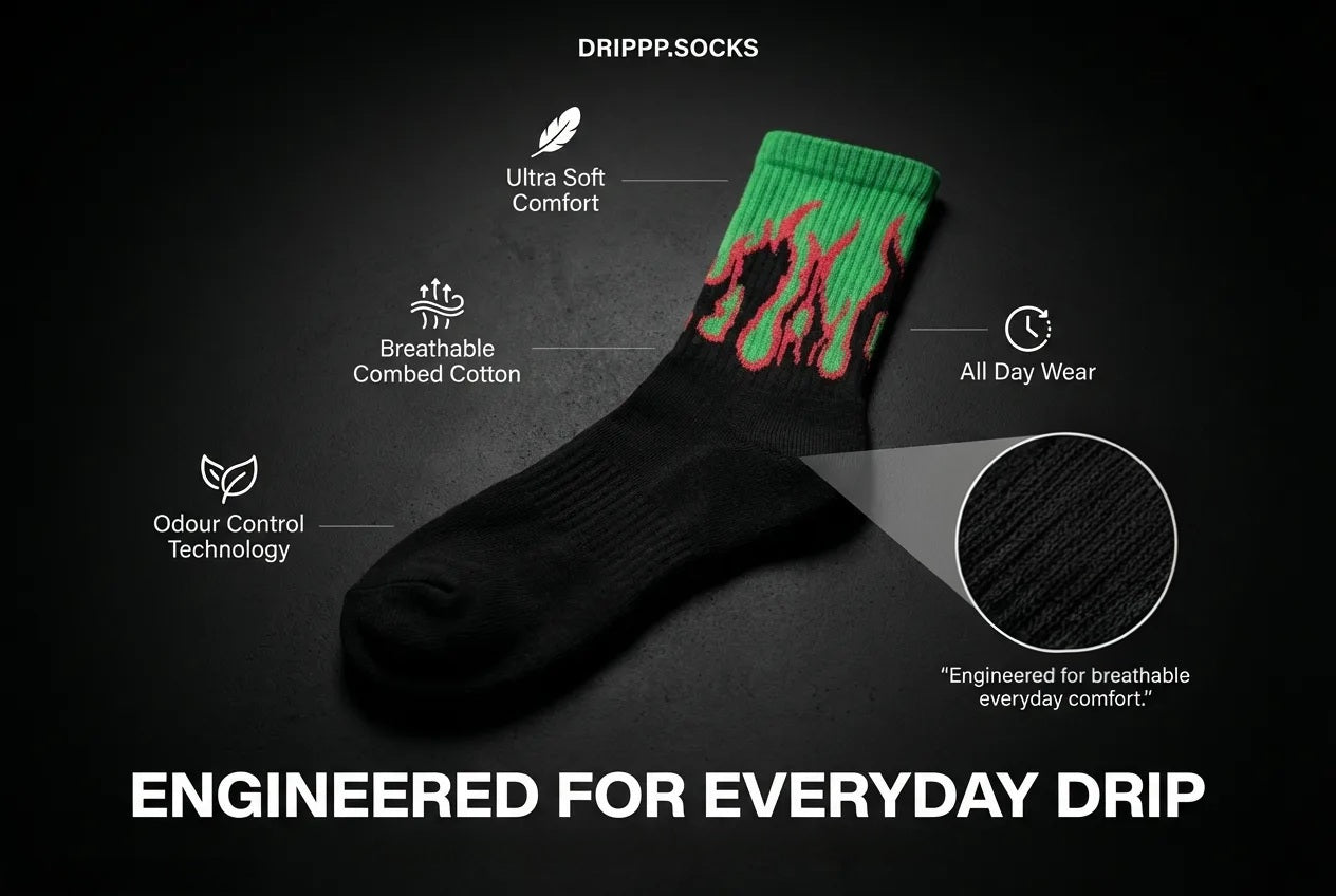 Venom Green Flame Socks