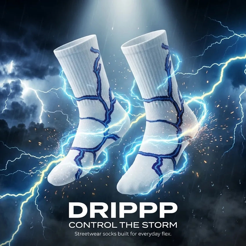 DRIPPP Thunderstrike Socks ⚡ | Premium Streetwear Cotton